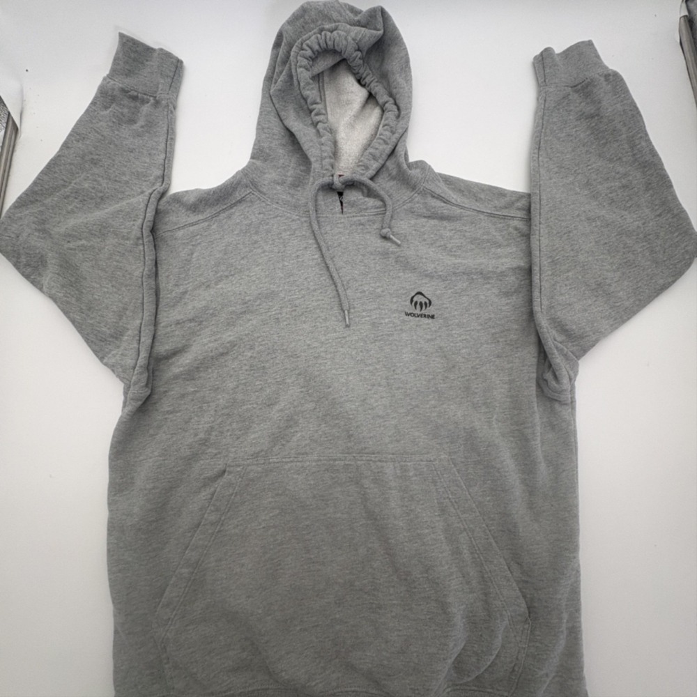 Wolverine Hoodie Mens Medium Gray Pullover Land Of The‎ Free Flag Graphic Fleece